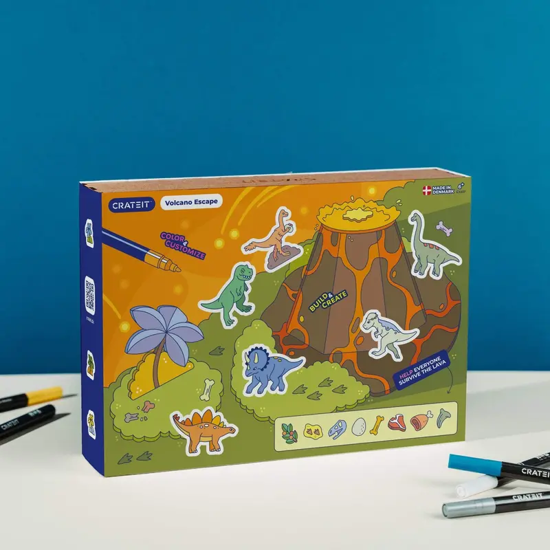 Crateit Dinosaur Wooden Legetøj Volcano Escape 1
