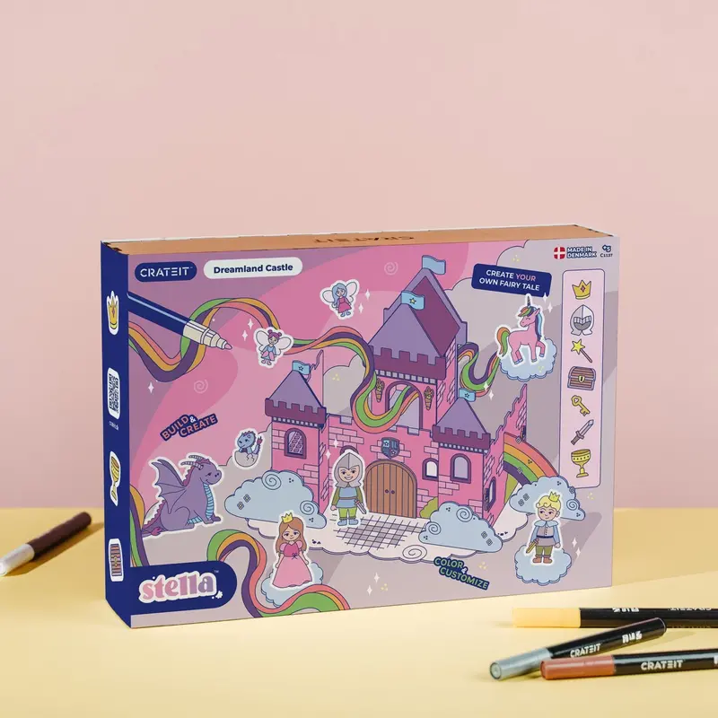 Crateit Unicorn Wooden Legetøj Dreamland Castle 1