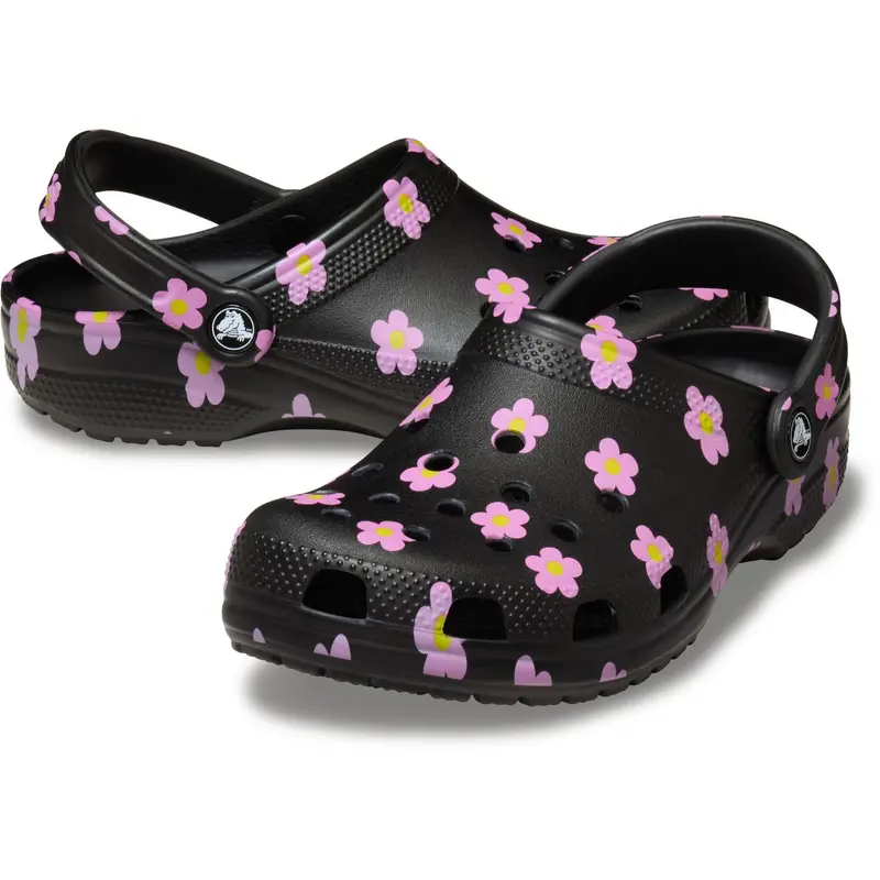 Crocs Black Classic Flower Clog K Blk 1