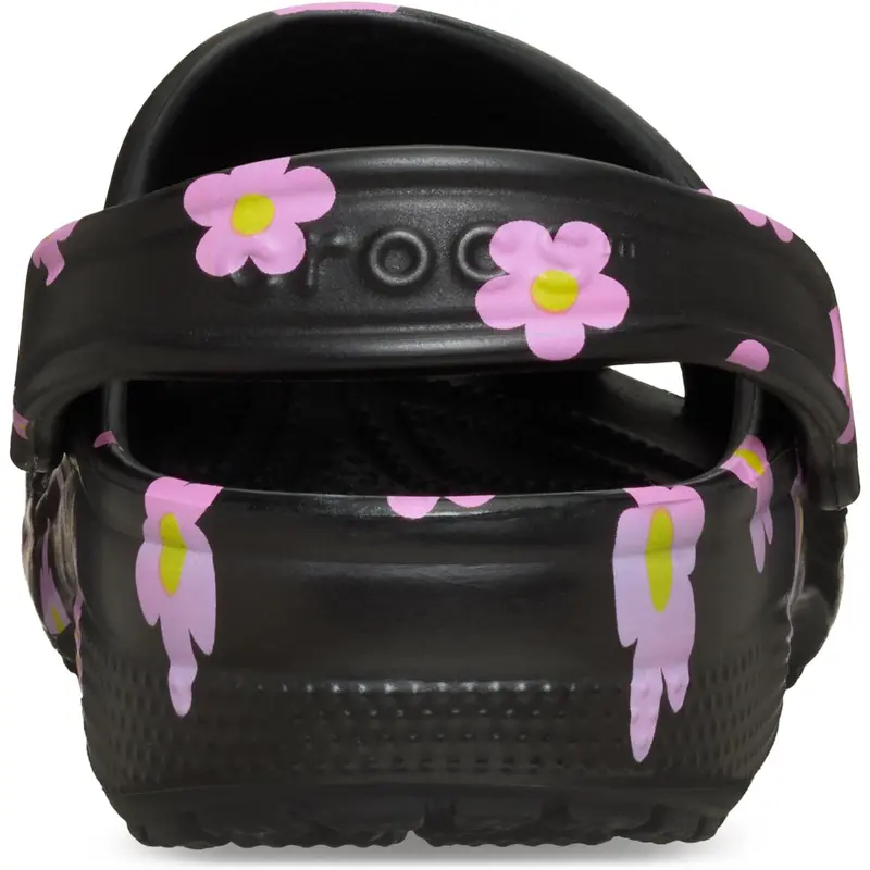 Crocs Black Classic Flower Clog K Blk 7