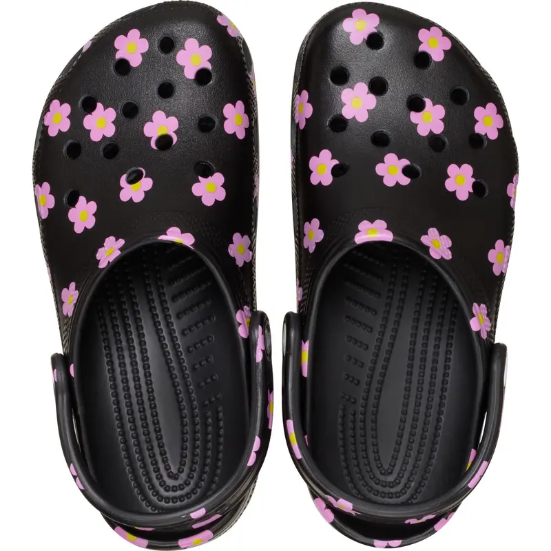 Crocs Black Classic Flower Clog T Blk 5