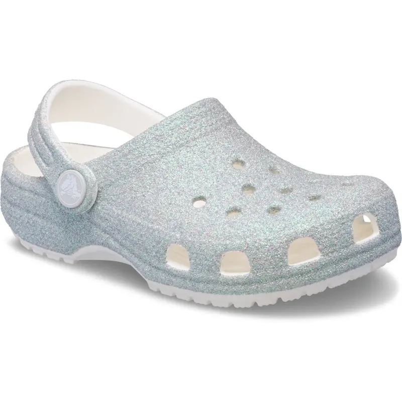 Crocs White Classic Iridescent Glitter Gloc 2