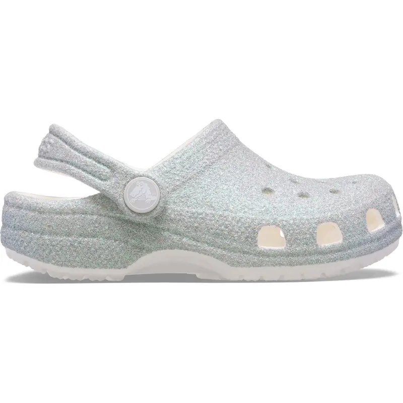 Crocs White Classic Iridescent Glitter Gloc 3