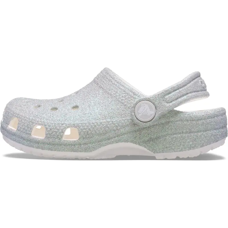 Crocs White Classic Iridescent Glitter Gloc 4
