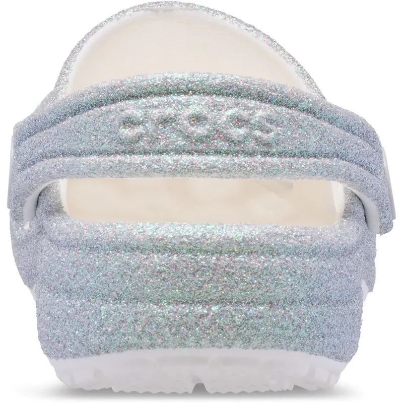 Crocs White Classic Iridescent Glitter Gloc 5