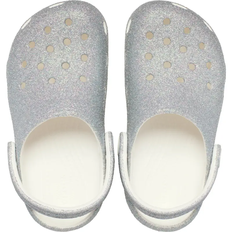 Crocs White Classic Iridescent Glitter Gloc 6