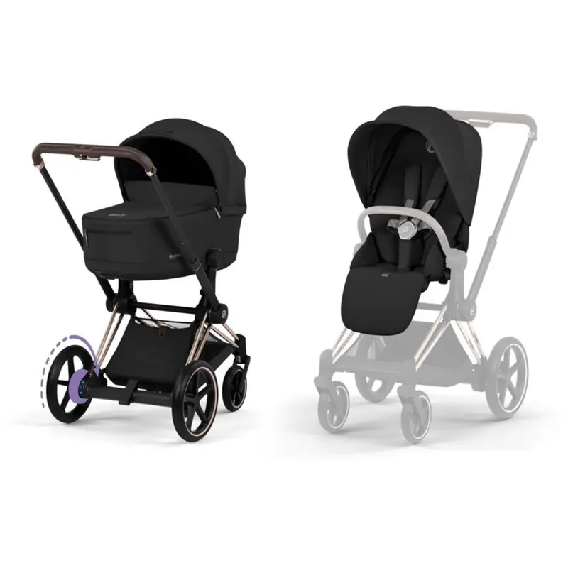 Cybex Sepia Black/Black Epriam Comfort Rosegold Inklusiv Foldbar Liggedel 1