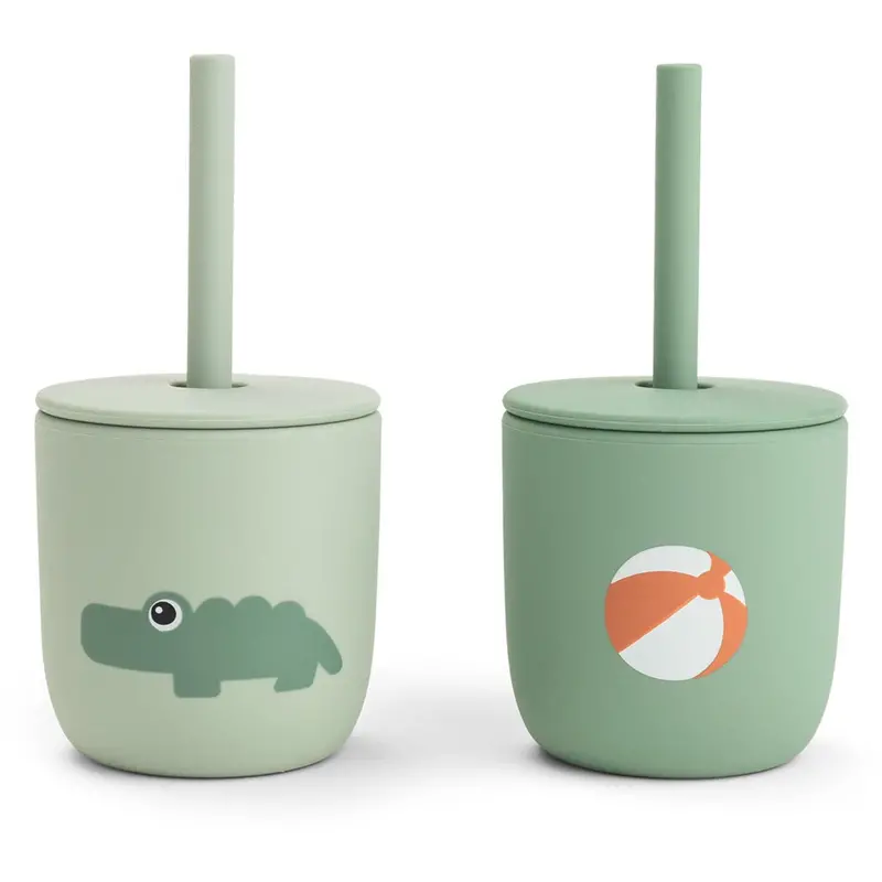 Donebydeer Playground Green Silikone Sugerørskop 2-Pak 1