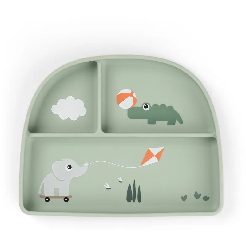 Donebydeer Playground Green Stick&Stay Inddelt Tallerken 1