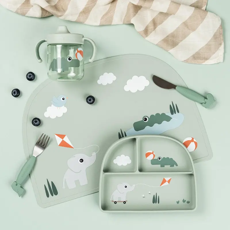 Donebydeer Playground Green Stick&Stay Inddelt Tallerken 2