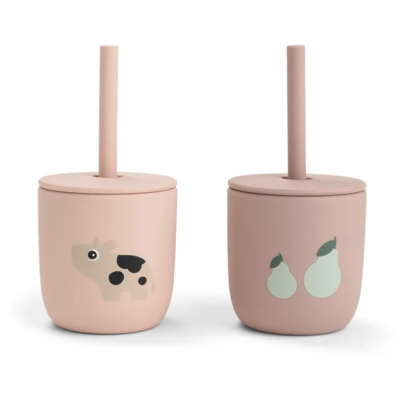 Donebydeer Tiny Farm Powder Silikone Sugerørskop 2-Pak 1
