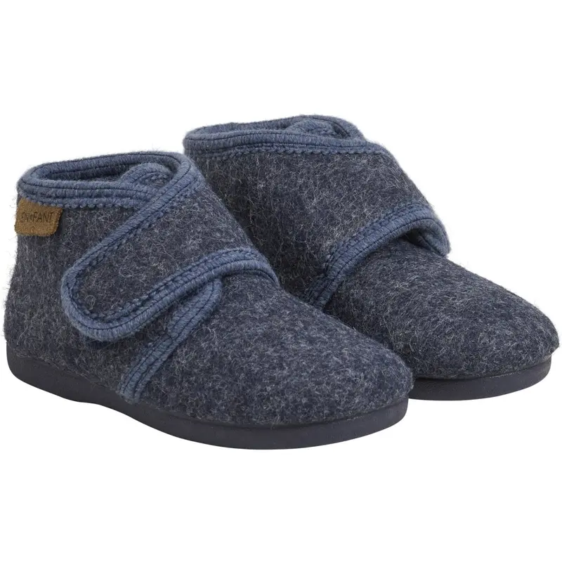 En Fant Navy Melange Futter Uld Velcro 1