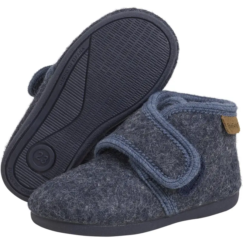 En Fant Navy Melange Futter Uld Velcro 2