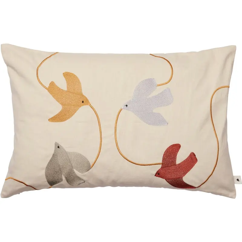 Ferm Living Multi Swif Bird Broderet Pude Rectangular 1