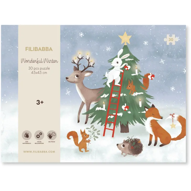 Filibabba Forest Friends Puslespil 30 Brikker 45X45 Cm Wonderful Winter 1