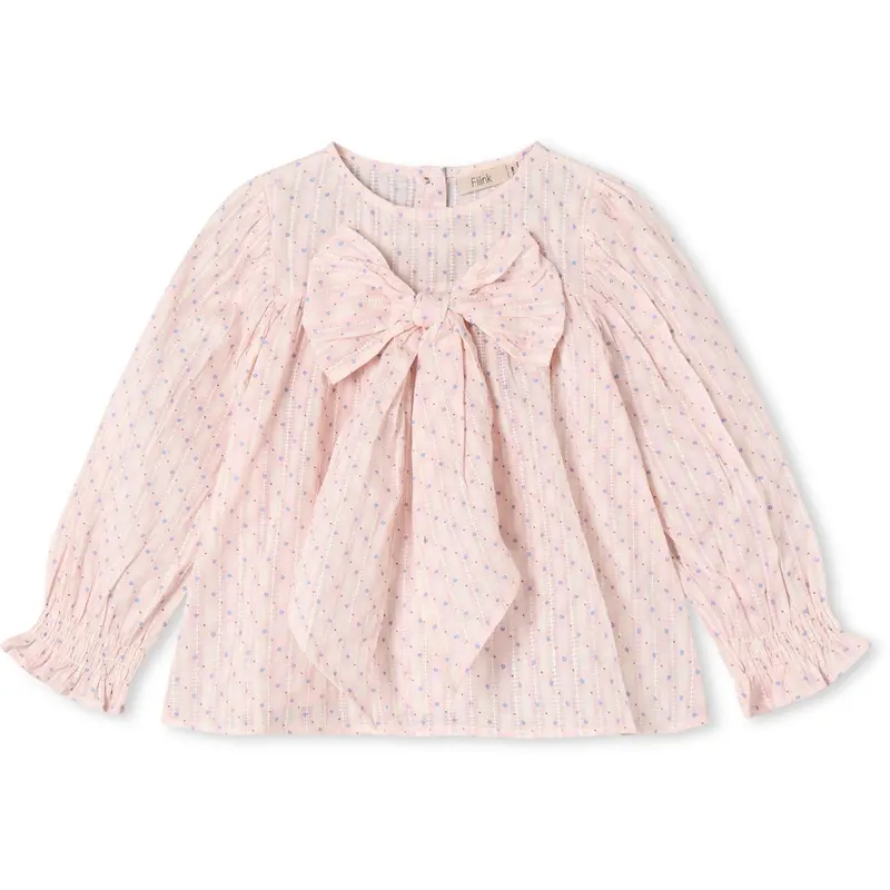 Fliink Chalk Pink Check Aop Zorro Ls Sløjfe Bluse 1