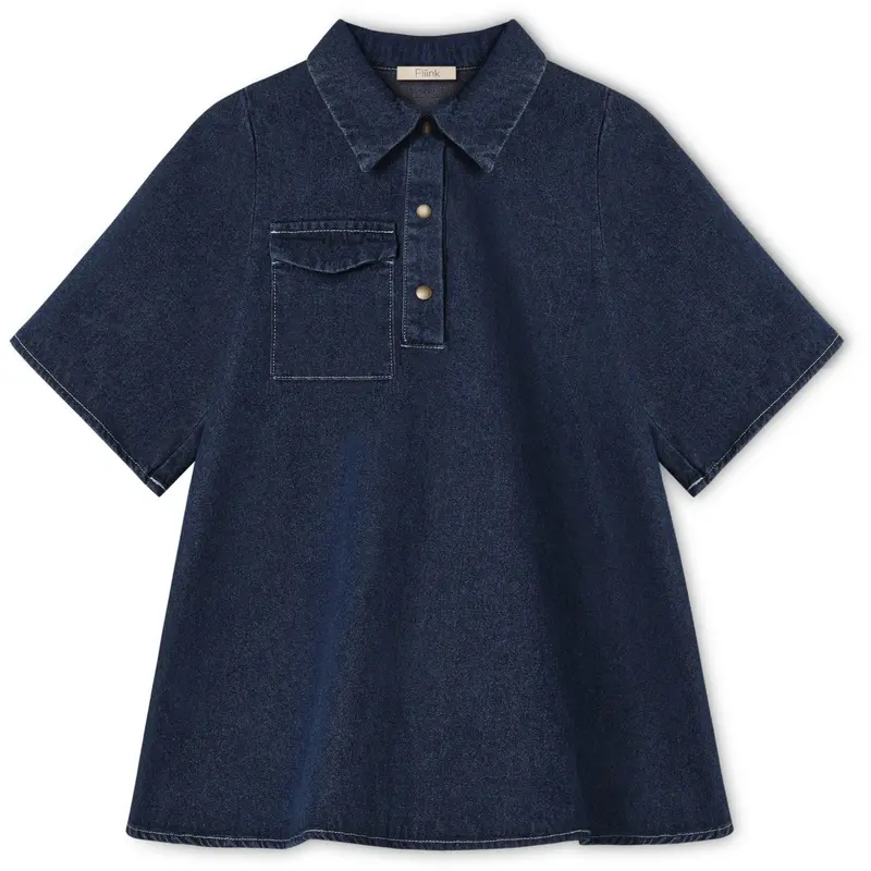 Fliink Dark Denim Blue Don Denim Ss Kjole 1