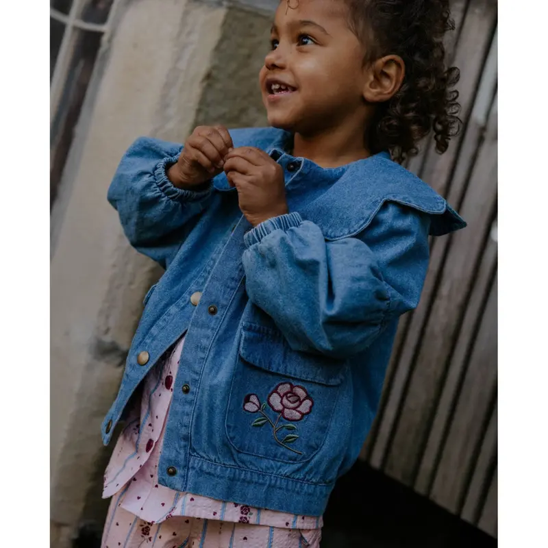 Fliink Medium Denim Blue Don Rose Bomberjacket 2