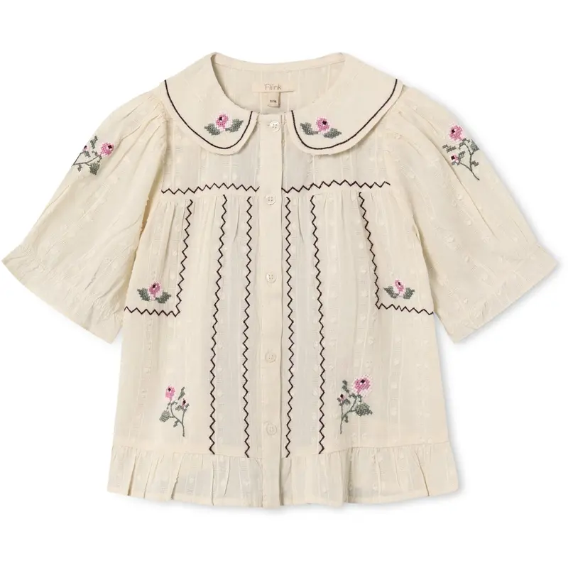 Fliink Sandshell Dobby Ss Rose Embr Skjorte 1