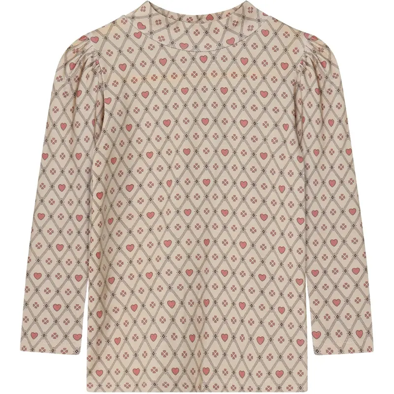 Fliink Sandshell Heart Aop Kelly Heart Ls Puff Bluse 1