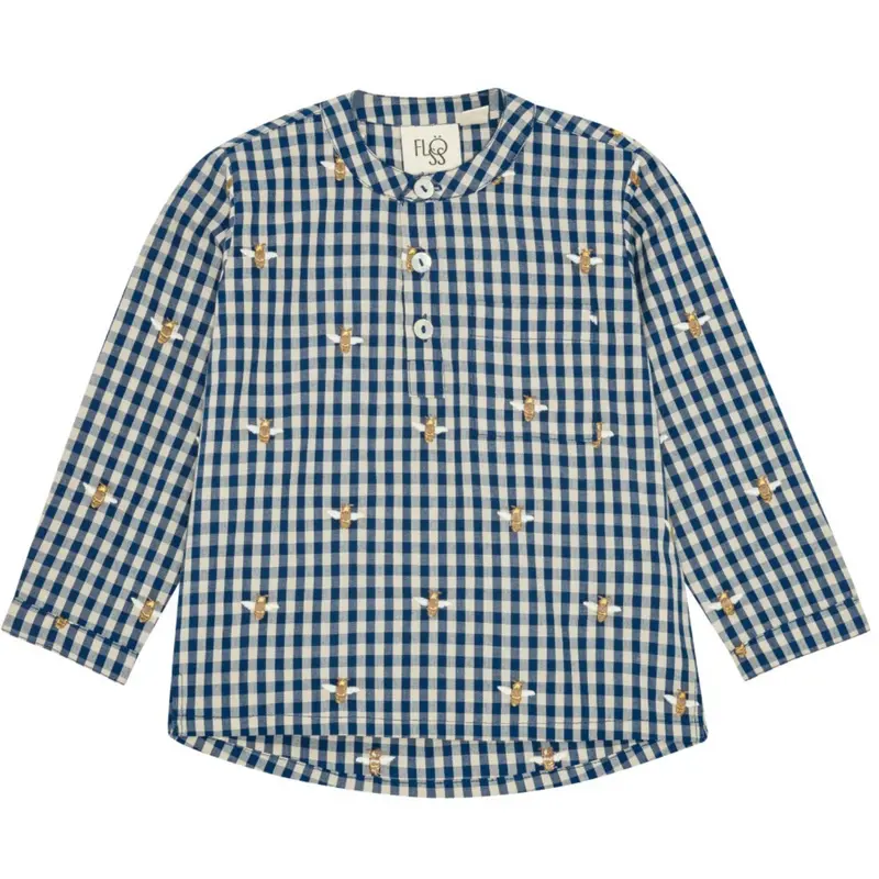 Flöss Bee Blue Check Olivian Skjorte 1