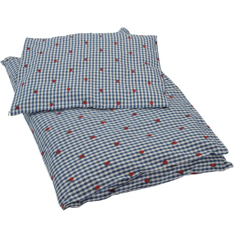 Flöss Berry Blue Check Nolly Sengetøj 1