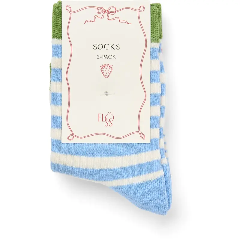 Flöss Blue Stripe Mix 2-Pack Vilde Strømper 2-Pack 4