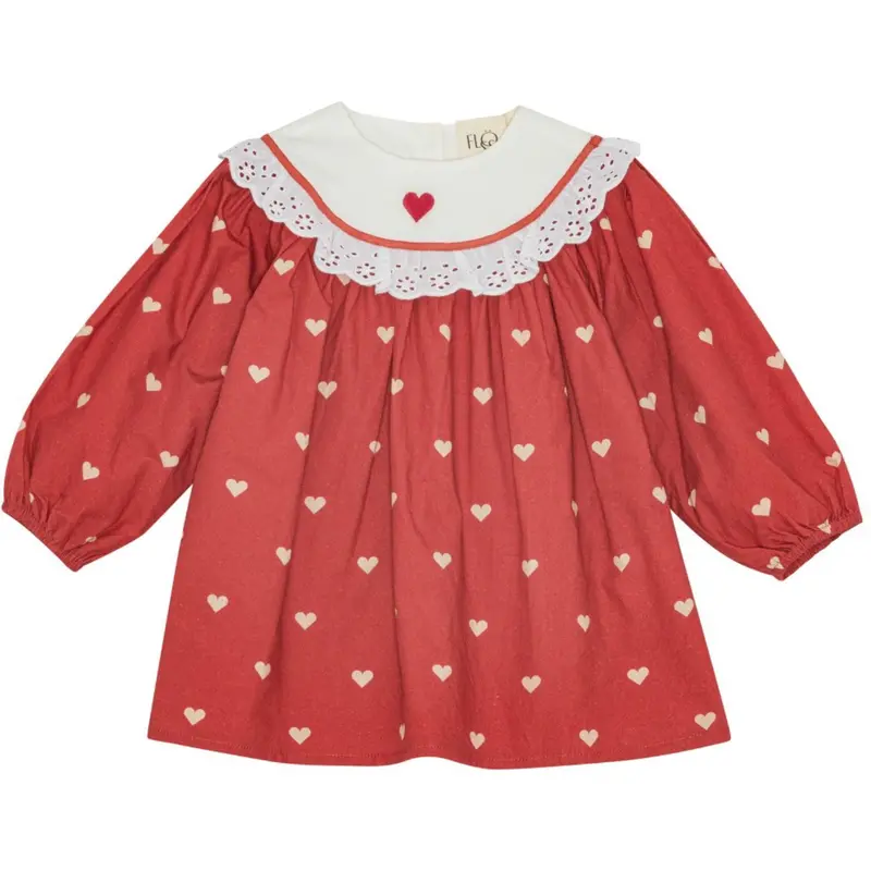 Flöss Poppy Red/Soft White Ellen Kjole 1