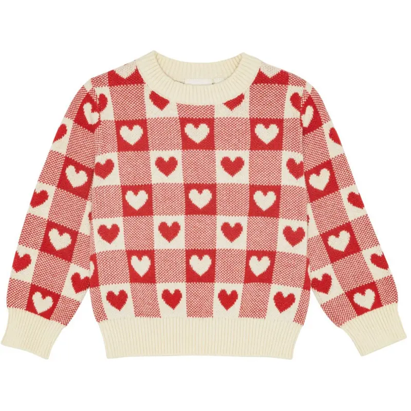 Flöss Poppy Red/Soft White Heart Sweater 1