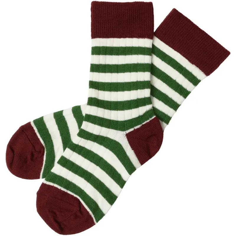 Fub Cranberry/Forrest 2-Pak Classic Stripe Strømper 1