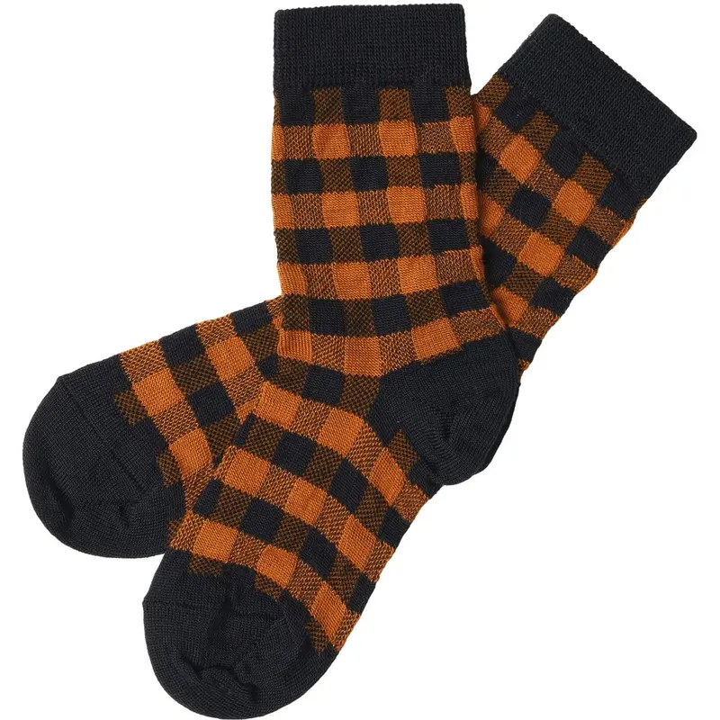 Fub Dark Navy/Burnt Amber 2-Pak Check Strømper 1