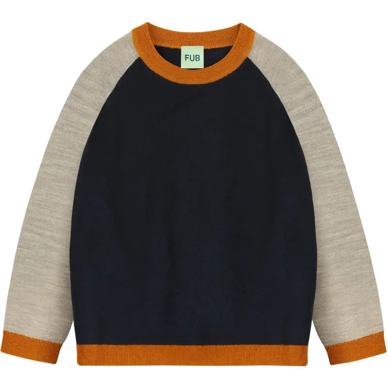 Fub Dark Navy Colour Block Bluse 1