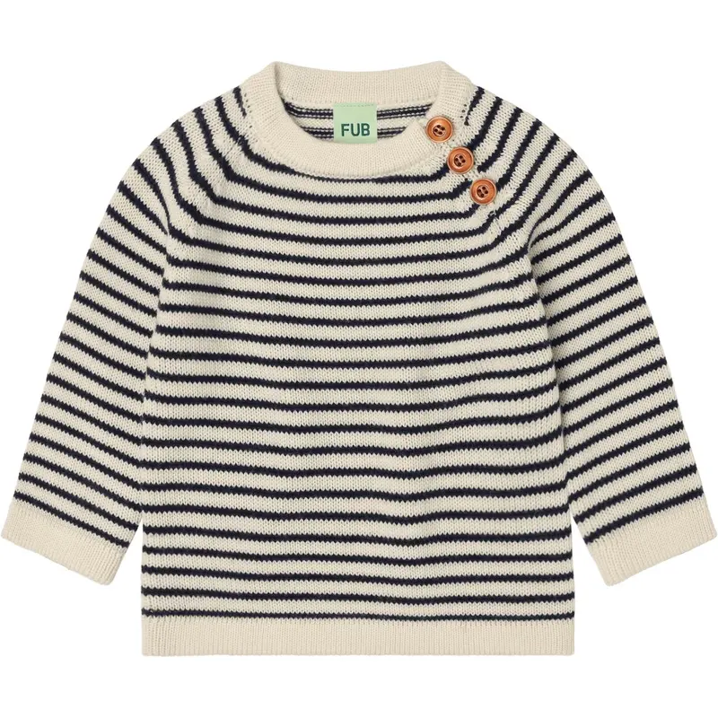 Fub Ecru/Dark Navy Baby Sweater 1