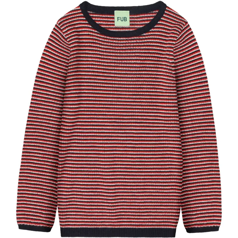 Fub Ecru/Dark Navy/Signal Red Rib Bluse 1