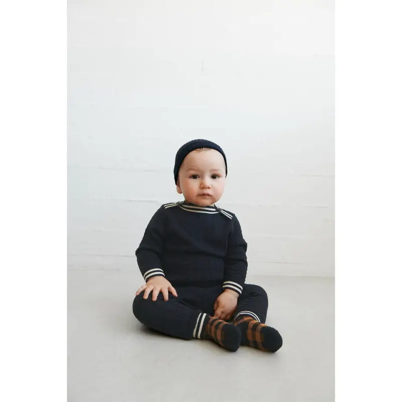 Fub Mocca/Dark Navy 2-Pak Check Strømper 2