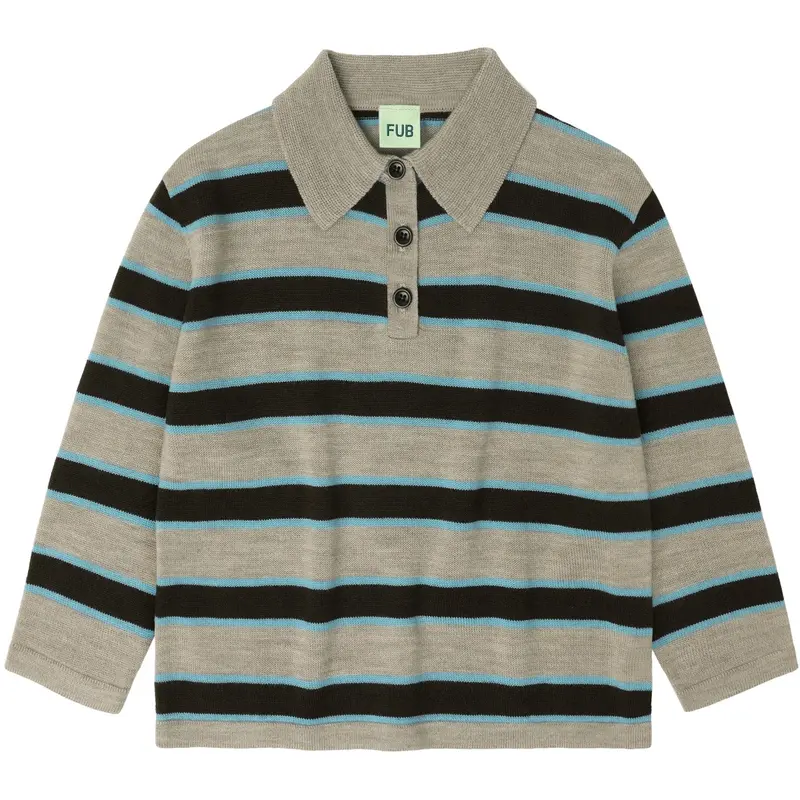 Fub Oat Melange Striped Polo 1