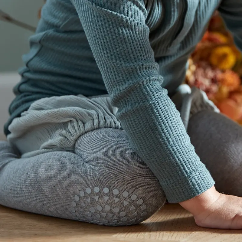Gobabygo Grey Melange Crawling Strømpebukser Organic Bomuld 3