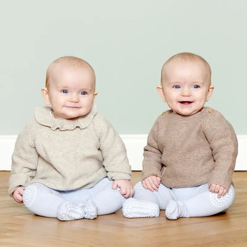 Gobabygo Sky Blue Crawling Strømpebukser Organic Bomuld 2