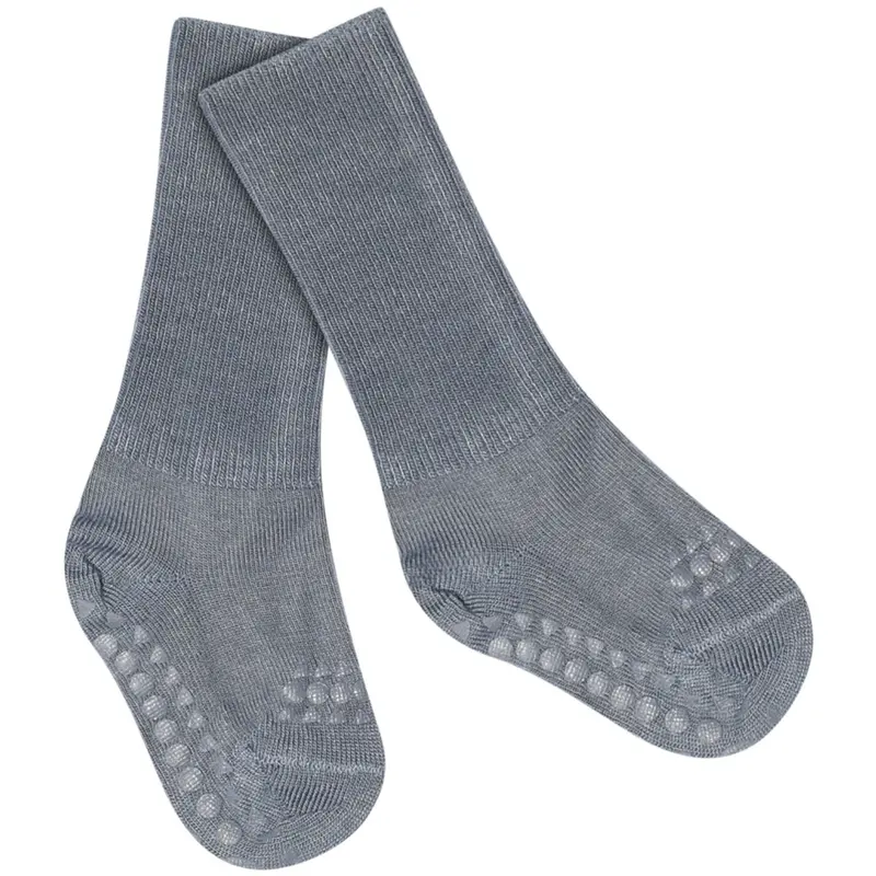 Gobabygo Stone Blue Non-Slip Strømper Bambus 1