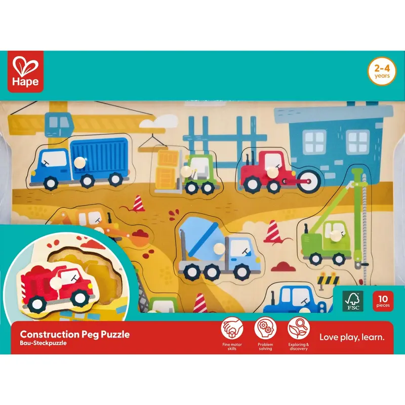 Hape Byggeplads Køretøjer Knoppuslespil 1