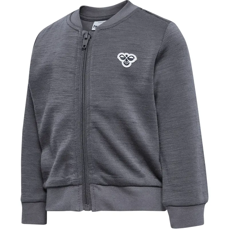 Hummel Dark Grey Melange Mini Uld Zip Jakke Bee 1