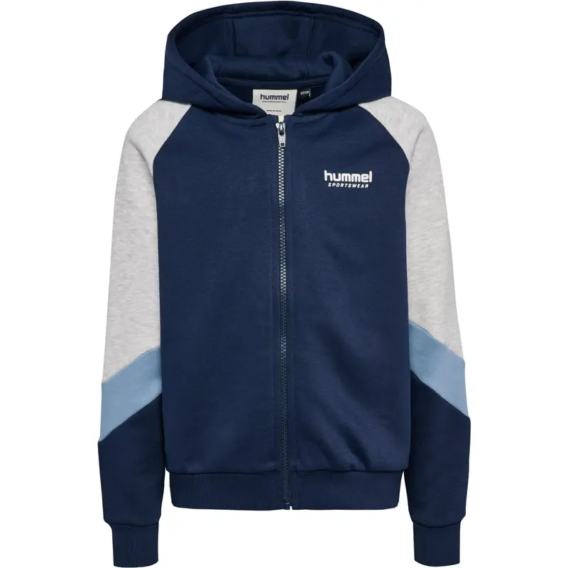 Hummel Dress Blues/Faded Denim Jr Loose Blocked Zip Hættetrøje 1