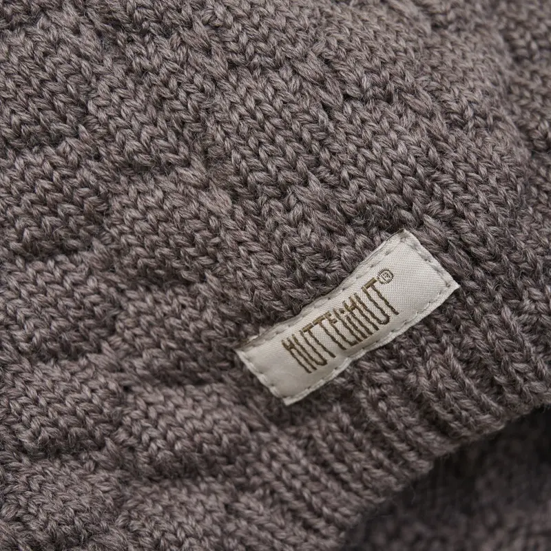 Huttelihut Brown Melange Bonnet Uld Strik Pompom 2