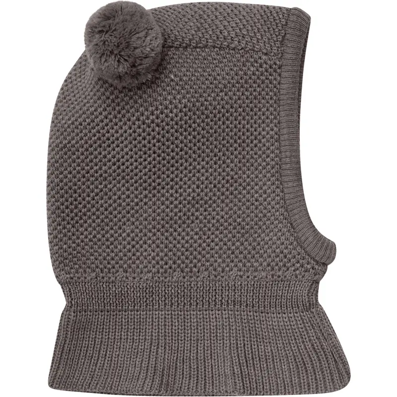 Huttelihut Brown Melange Elefanthue Windstop Pompoms 3