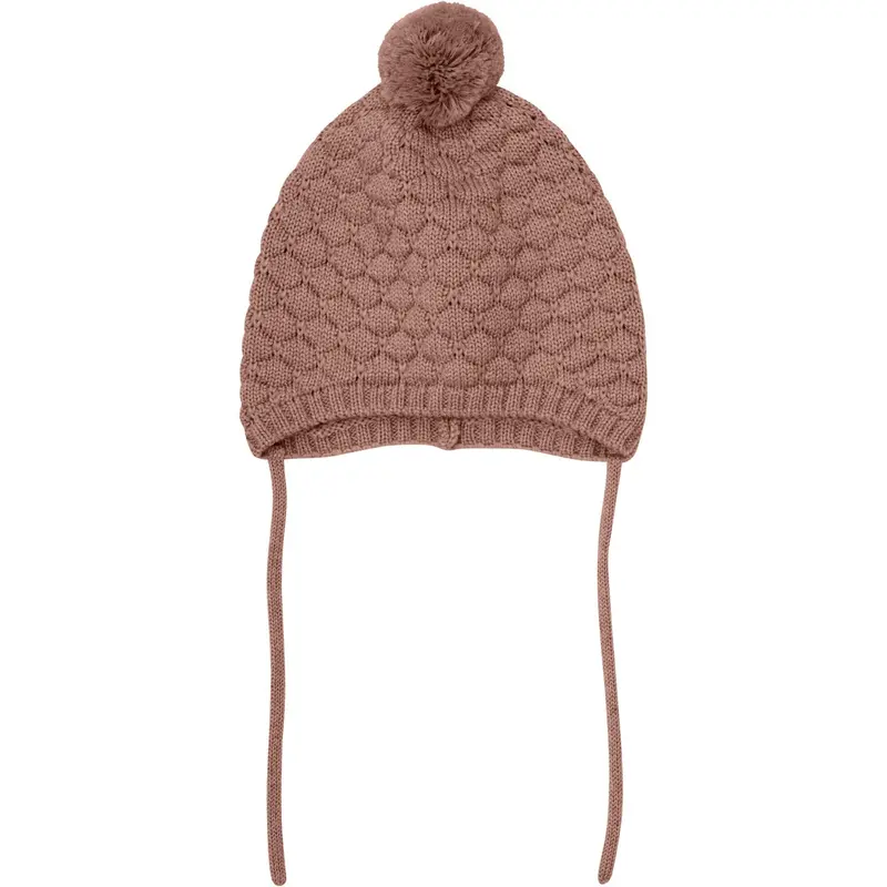 Huttelihut Burlwood Bonnet Uld Strik Pompom 1
