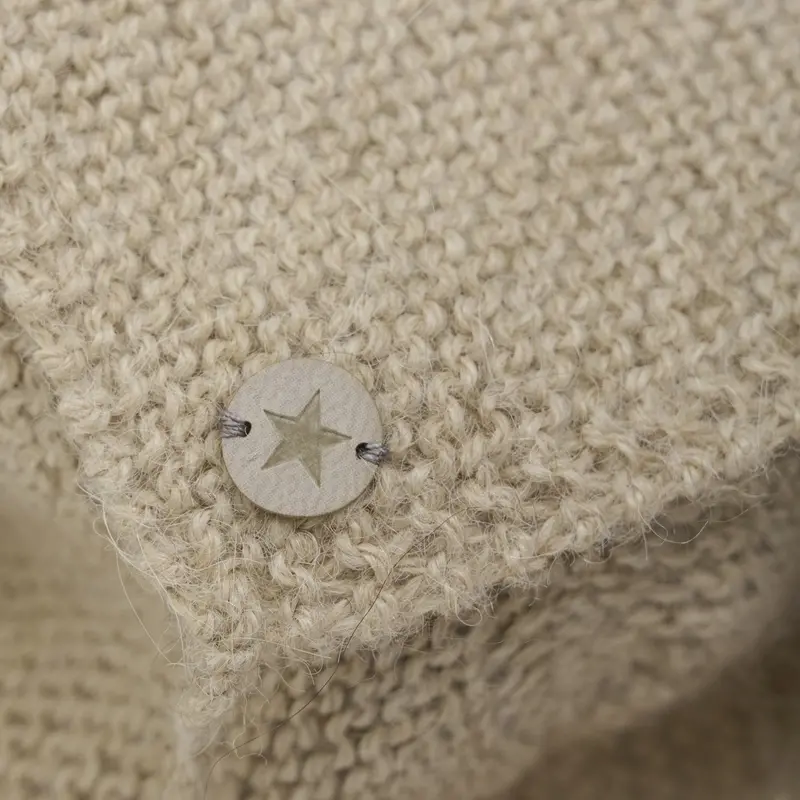 Huttelihut Camel Melange Bonnet Uld Strik Alpaca Pompom 2