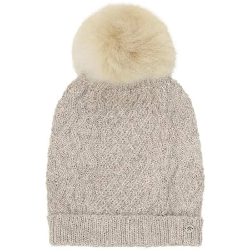 Huttelihut Camel Melange Hue Uld Strik Alpaca Pompom 1