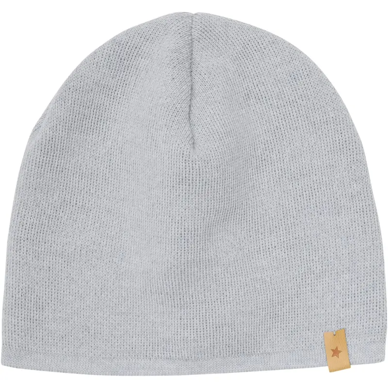 Huttelihut Medium Grey Melange Beanie Solid Uld Strik 1