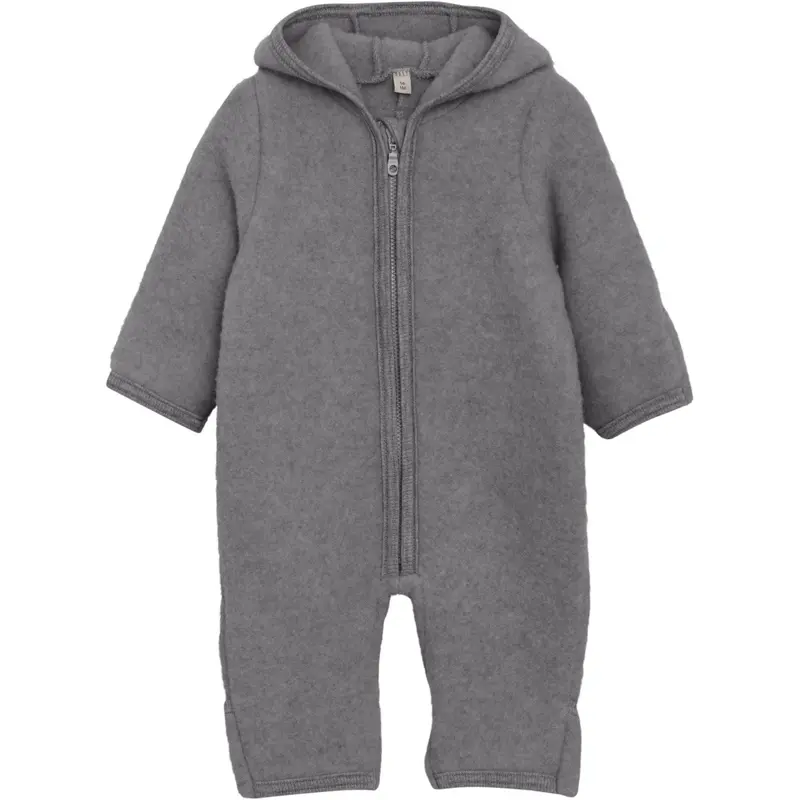 Huttelihut Medium Grey Melange Køredragt Ears Uld Fleece 1