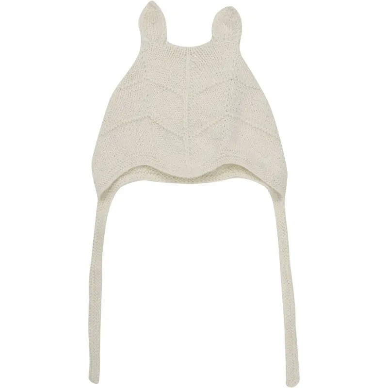 Huttelihut Off-White Bonnet Ears Alpaca Uld Strik 1